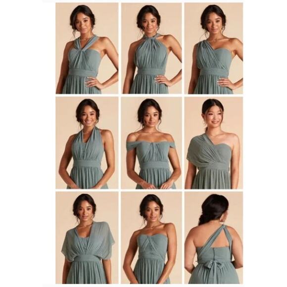 Birdy‎ Grey Dresses Christina Convertible Tulle Maxi Gown in Sage Green, sz XS - Picture 1 of 7